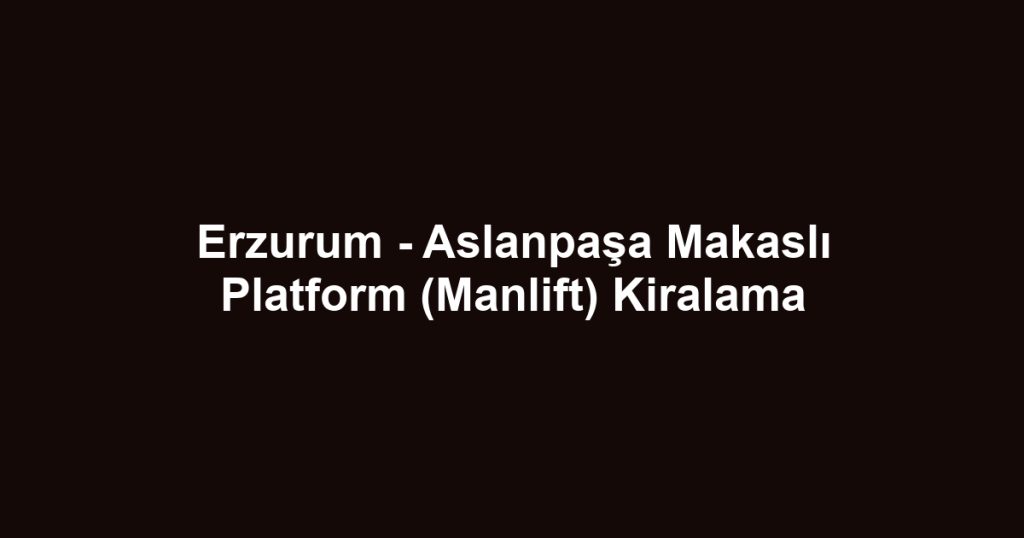 Erzurum - Aslanpaşa Makaslı Platform (Manlift) Kiralama