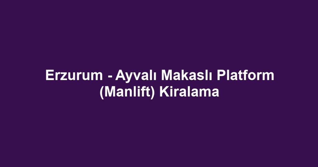 Erzurum - Ayvalı Makaslı Platform (Manlift) Kiralama
