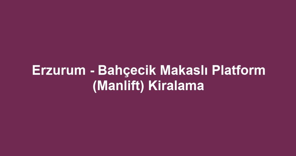 Erzurum - Bahçecik Makaslı Platform (Manlift) Kiralama