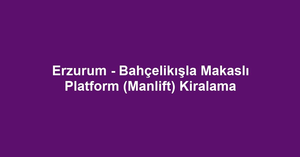 Erzurum - Bahçelikışla Makaslı Platform (Manlift) Kiralama