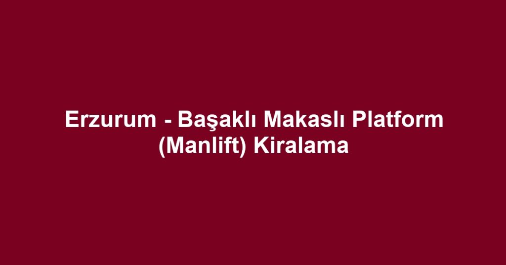 Erzurum - Başaklı Makaslı Platform (Manlift) Kiralama