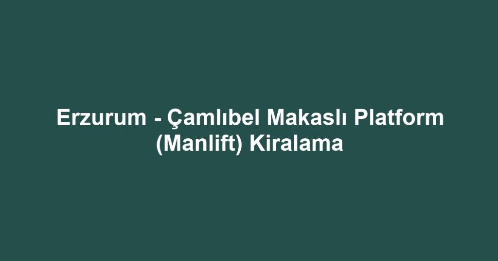 Erzurum - Çamlıbel Makaslı Platform (Manlift) Kiralama
