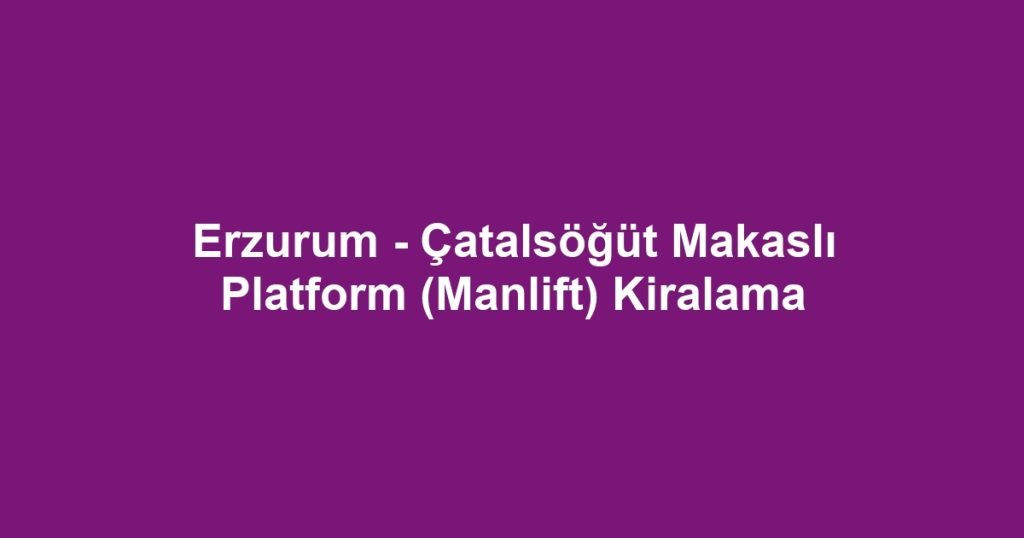 Erzurum - Çatalsöğüt Makaslı Platform (Manlift) Kiralama