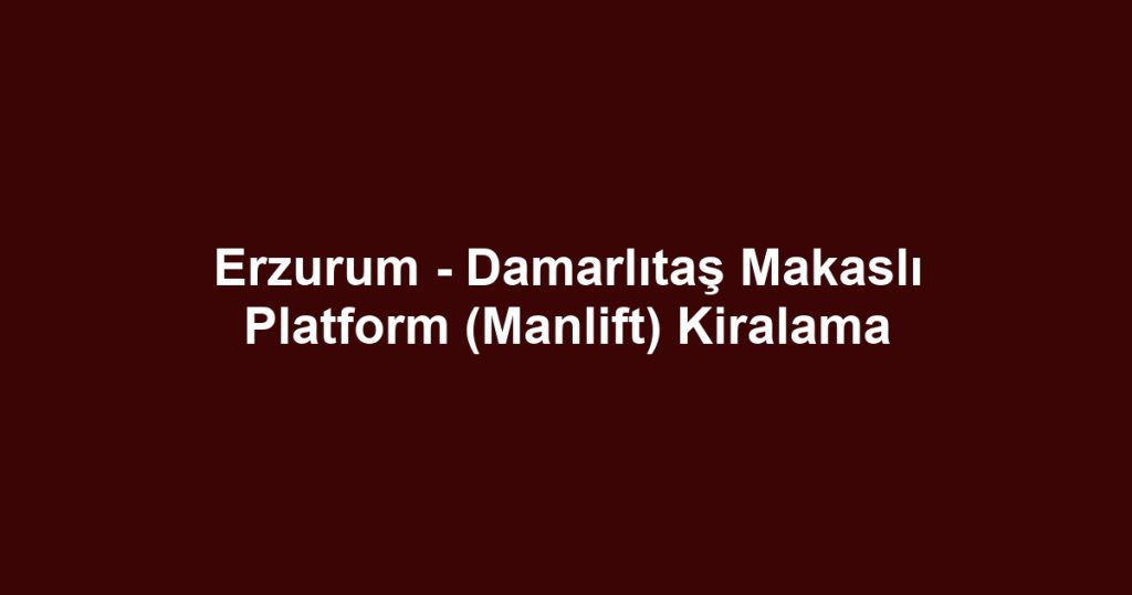 Erzurum - Damarlıtaş Makaslı Platform (Manlift) Kiralama