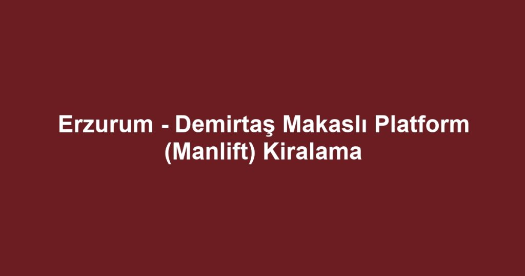 Erzurum - Demirtaş Makaslı Platform (Manlift) Kiralama