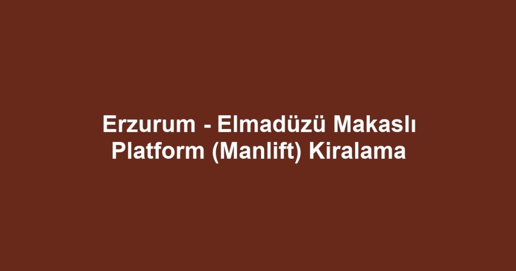 Erzurum - Elmadüzü Makaslı Platform (Manlift) Kiralama