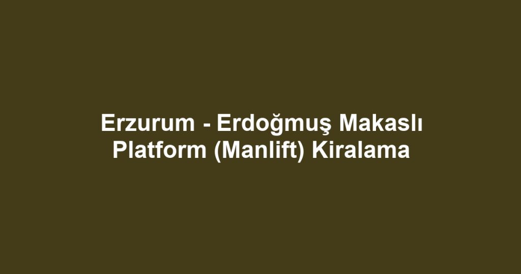 Erzurum - Erdoğmuş Makaslı Platform (Manlift) Kiralama