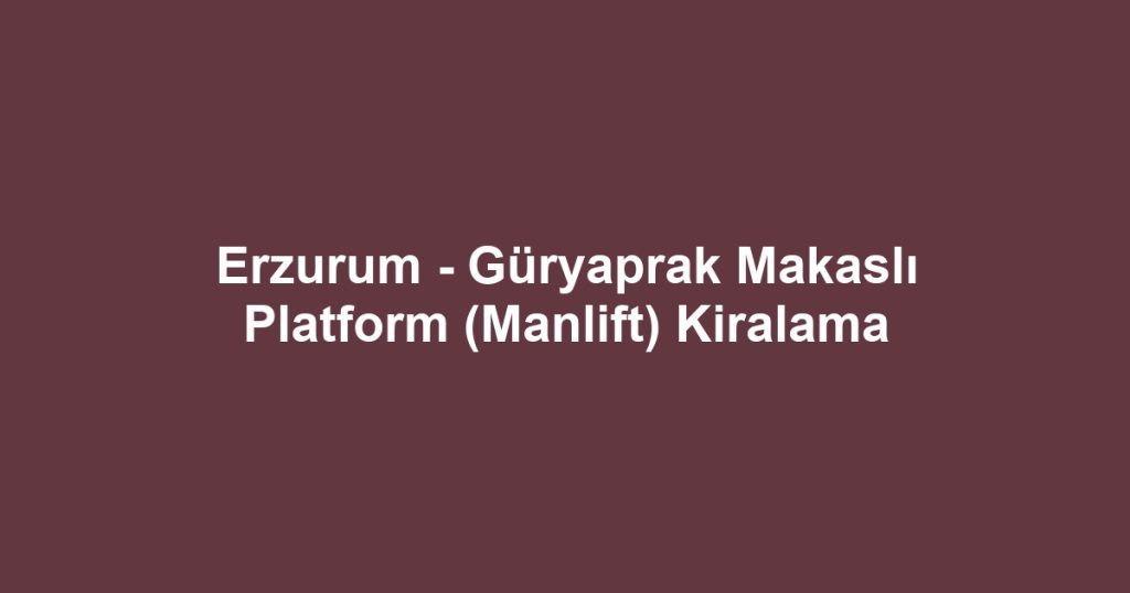 Erzurum - Güryaprak Makaslı Platform (Manlift) Kiralama