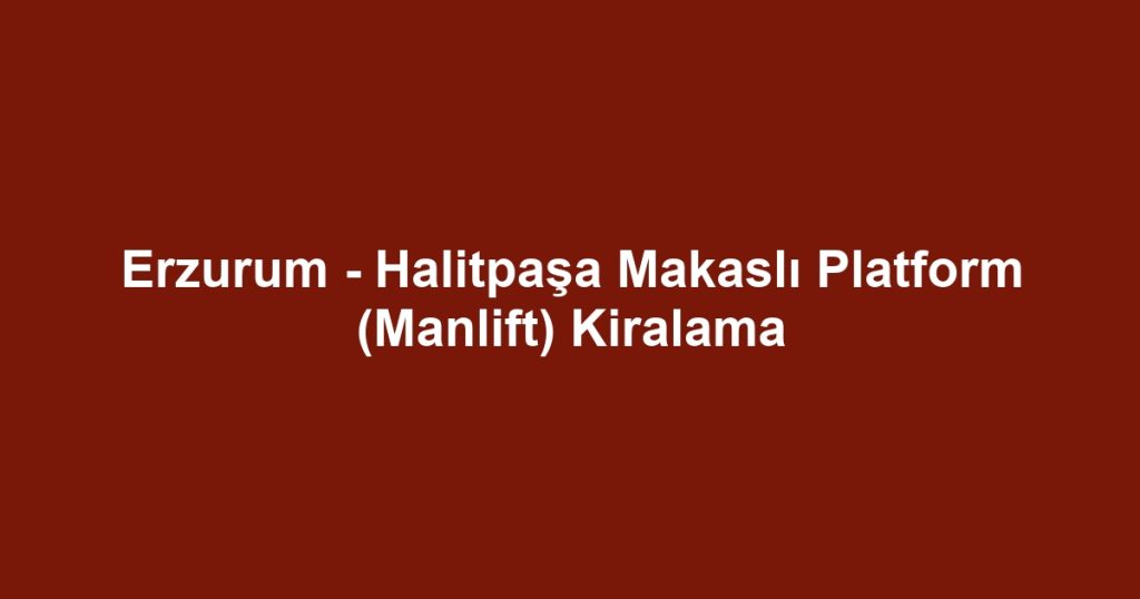 Erzurum - Halitpaşa Makaslı Platform (Manlift) Kiralama