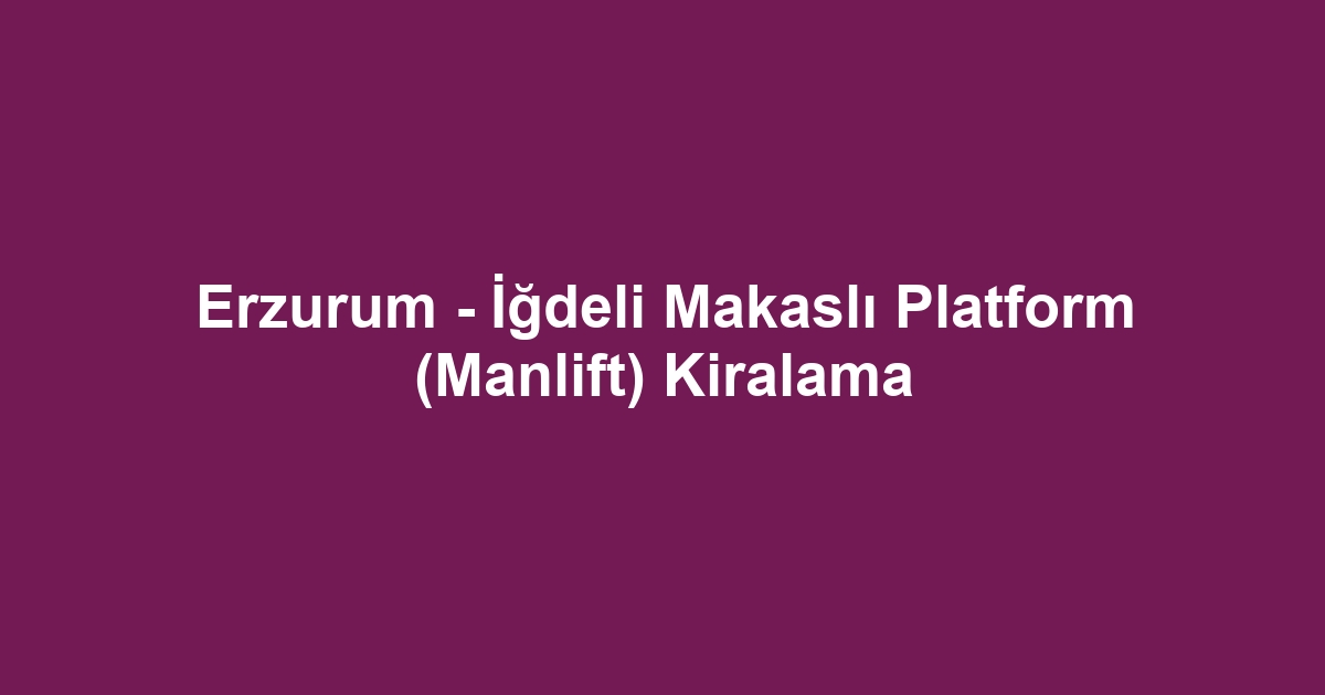 Erzurum - İğdeli Makaslı Platform (Manlift) Kiralama