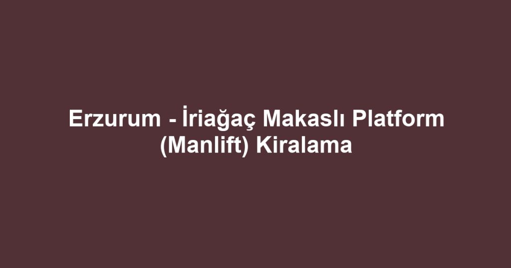 Erzurum - İriağaç Makaslı Platform (Manlift) Kiralama