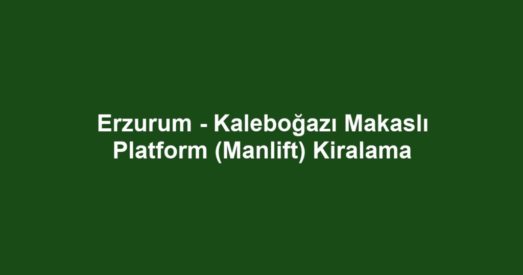 Erzurum - Kaleboğazı Makaslı Platform (Manlift) Kiralama