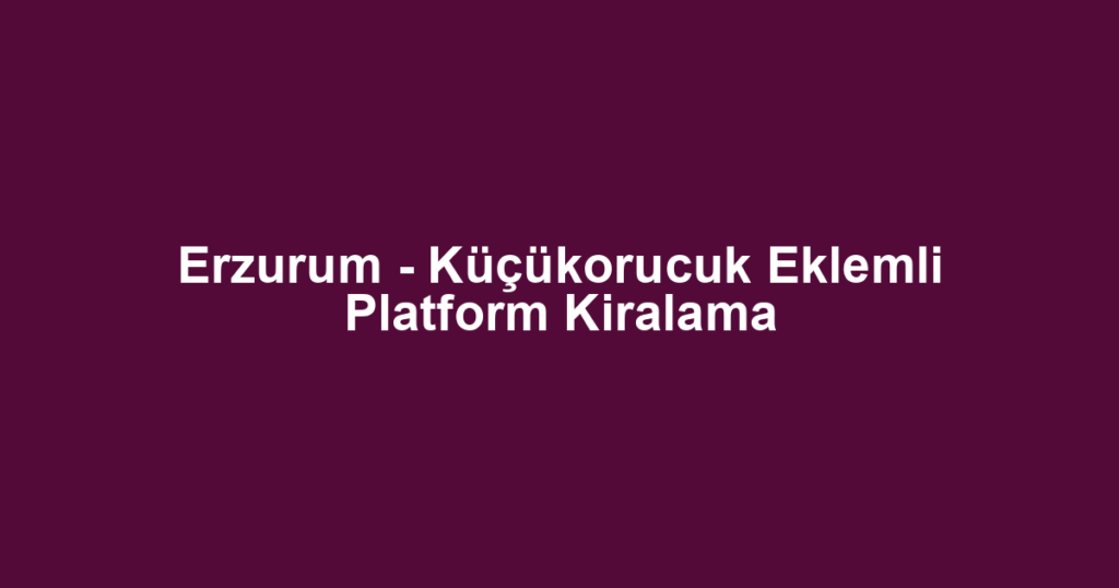 Erzurum - Küçükorucuk Eklemli Platform Kiralama