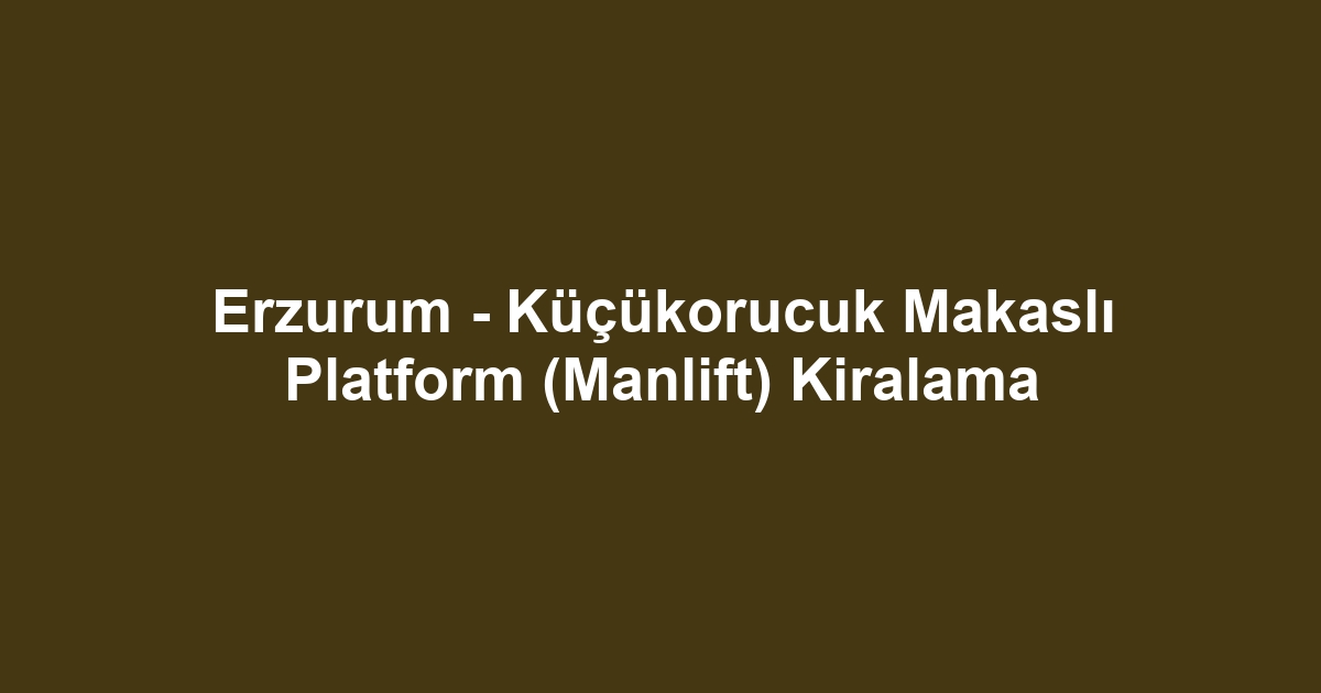Erzurum - Küçükorucuk Makaslı Platform (Manlift) Kiralama
