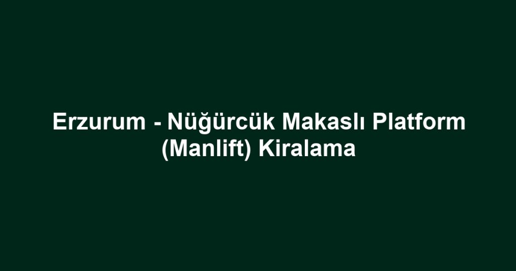 Erzurum - Nüğürcük Makaslı Platform (Manlift) Kiralama