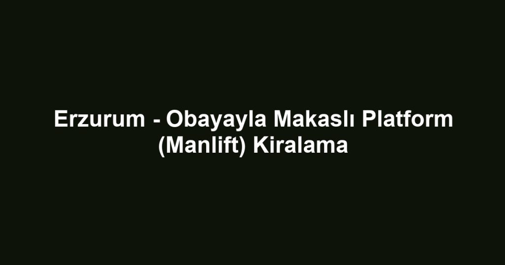 Erzurum - Obayayla Makaslı Platform (Manlift) Kiralama