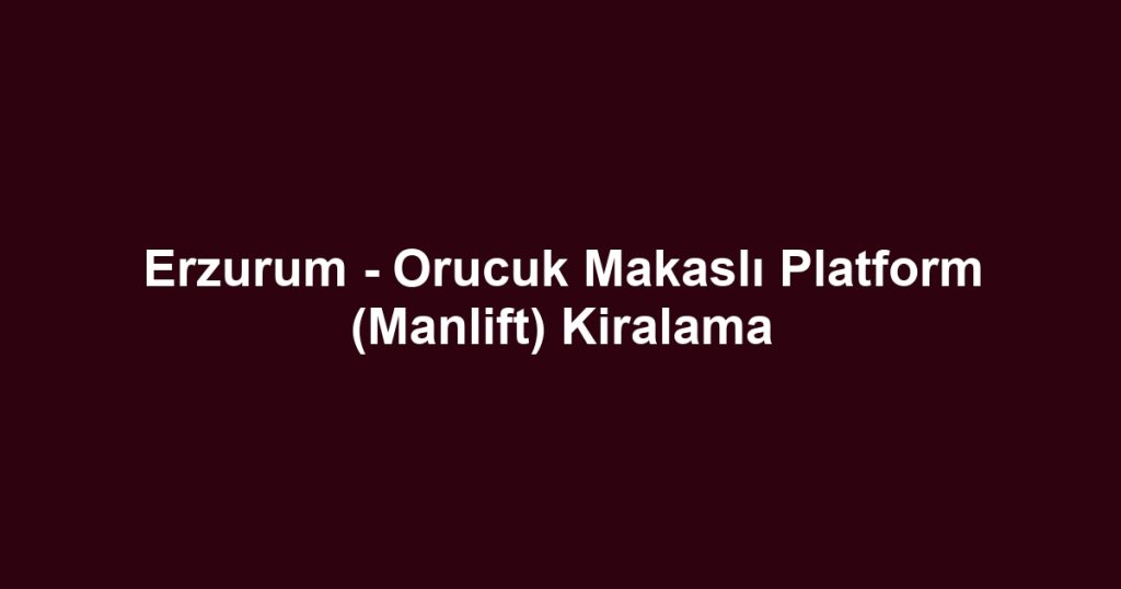 Erzurum - Orucuk Makaslı Platform (Manlift) Kiralama