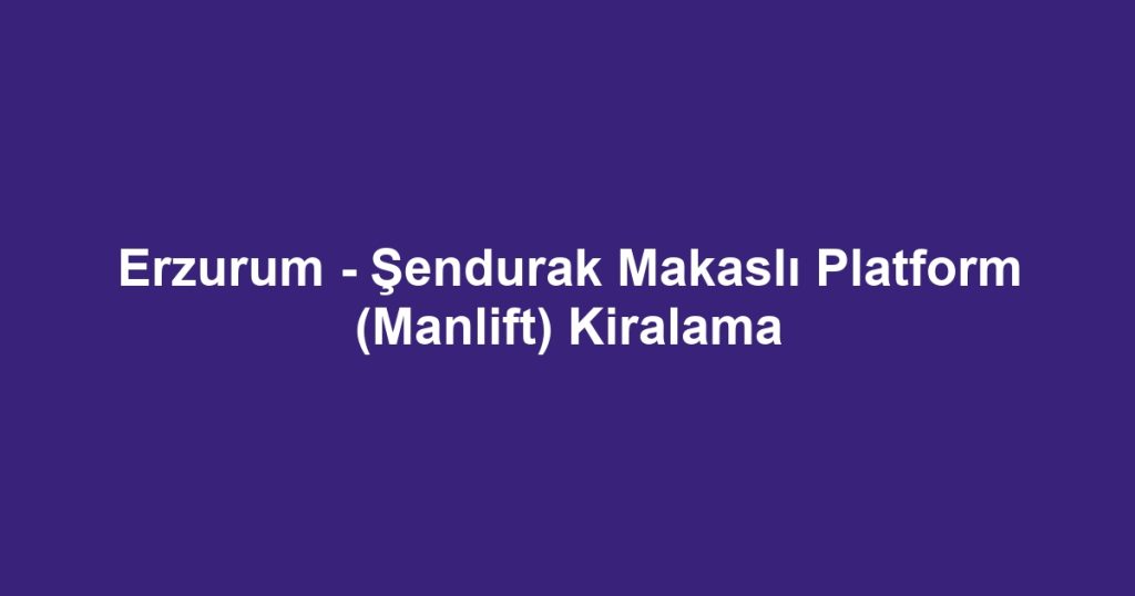 Erzurum - Şendurak Makaslı Platform (Manlift) Kiralama