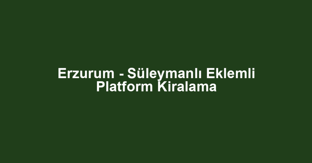 Erzurum - Süleymanlı Eklemli Platform Kiralama