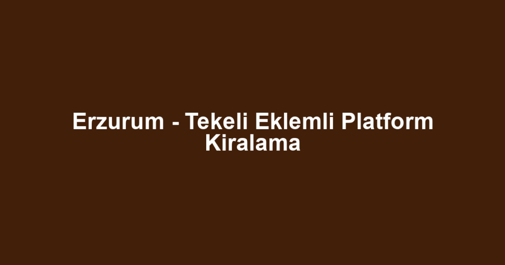 Erzurum - Tekeli Eklemli Platform Kiralama