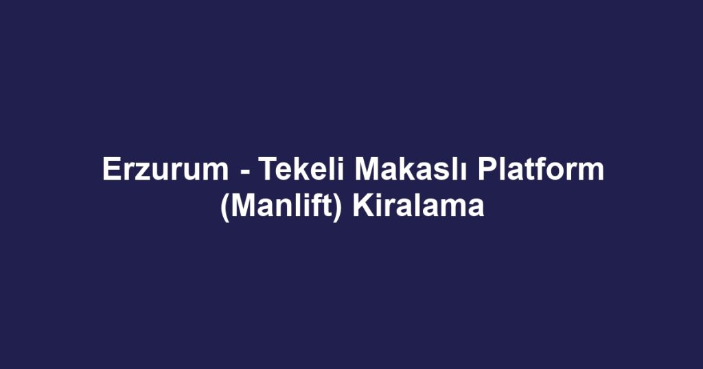 Erzurum - Tekeli Makaslı Platform (Manlift) Kiralama