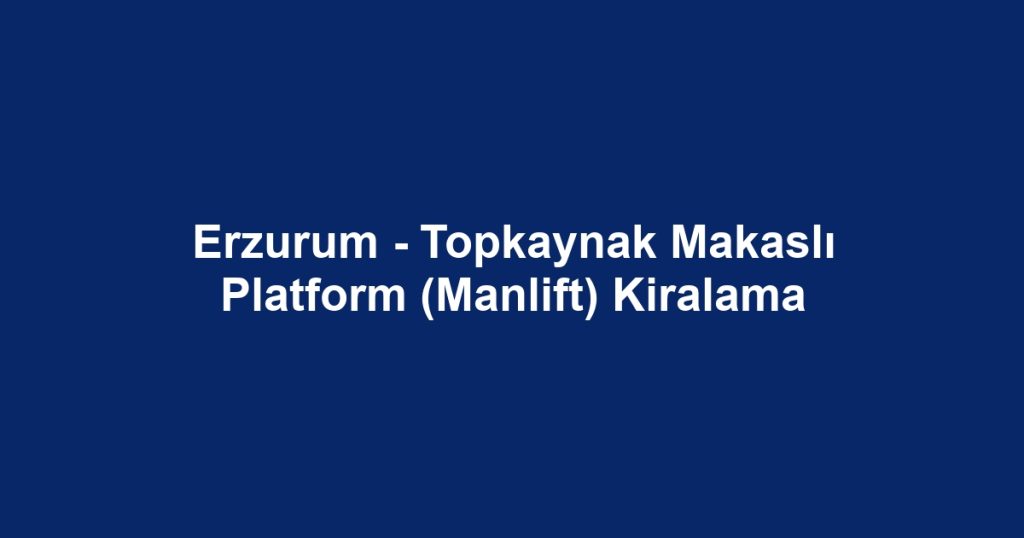Erzurum - Topkaynak Makaslı Platform (Manlift) Kiralama