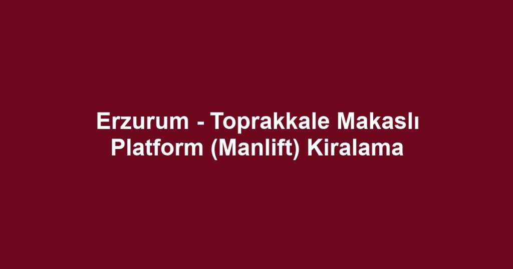 Erzurum - Toprakkale Makaslı Platform (Manlift) Kiralama