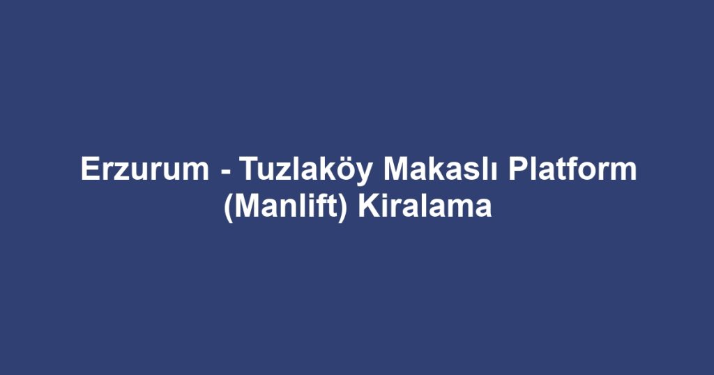 Erzurum - Tuzlaköy Makaslı Platform (Manlift) Kiralama