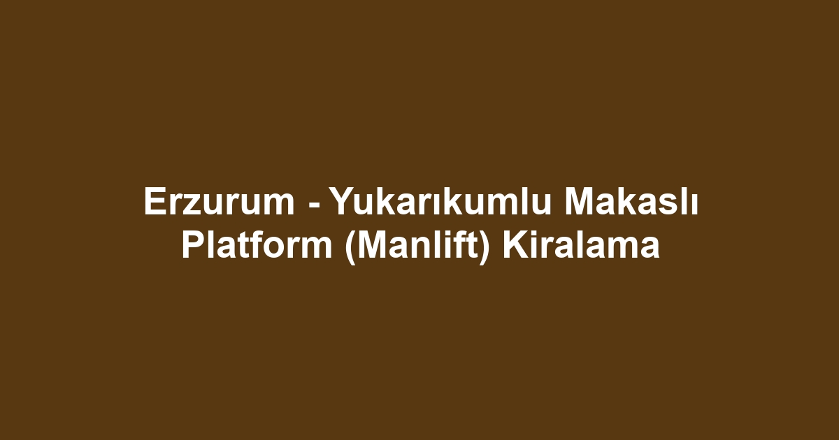 Erzurum - Yukarıkumlu Makaslı Platform (Manlift) Kiralama