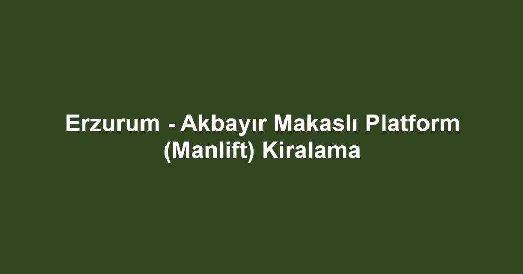 Erzurum - Akbayır Makaslı Platform (Manlift) Kiralama
