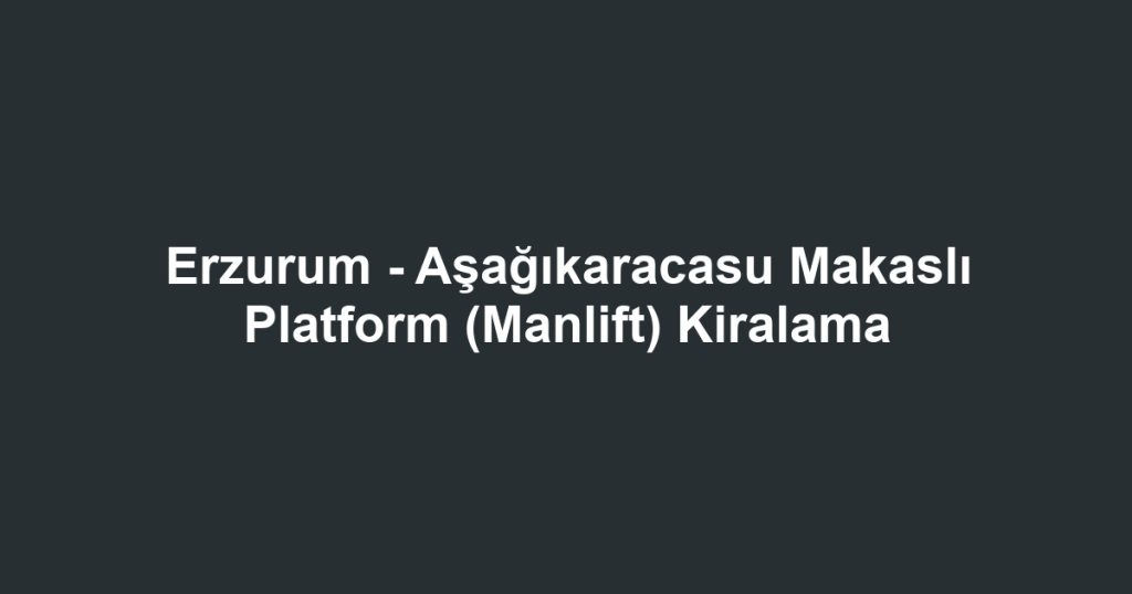 Erzurum - Aşağıkaracasu Makaslı Platform (Manlift) Kiralama