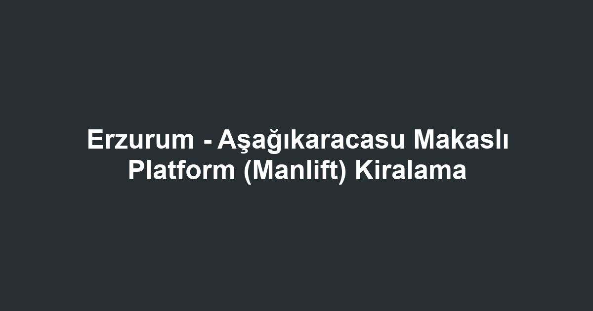 Erzurum - Aşağıkaracasu Makaslı Platform (Manlift) Kiralama