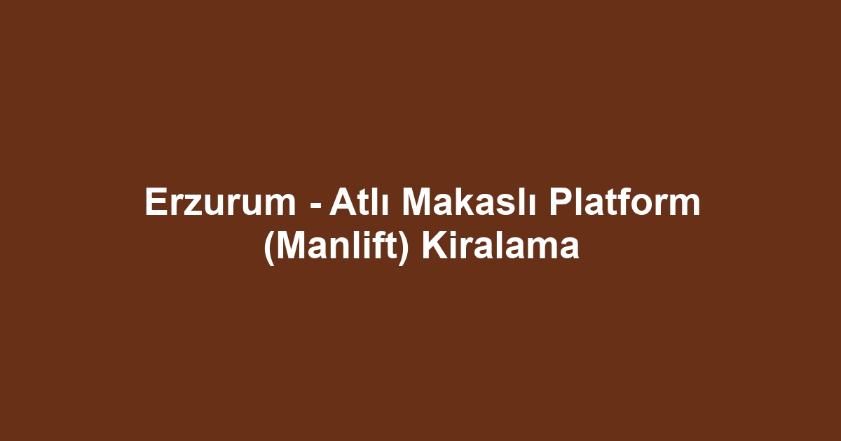 Erzurum - Atlı Makaslı Platform (Manlift) Kiralama