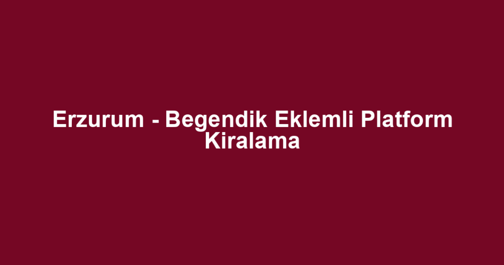 Erzurum - Begendik Eklemli Platform Kiralama