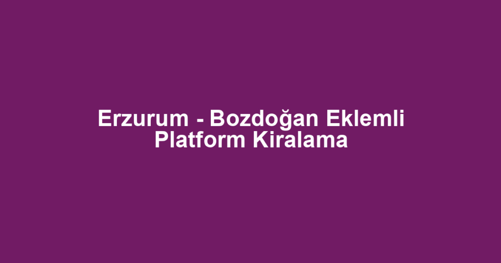 Erzurum - Bozdoğan Eklemli Platform Kiralama