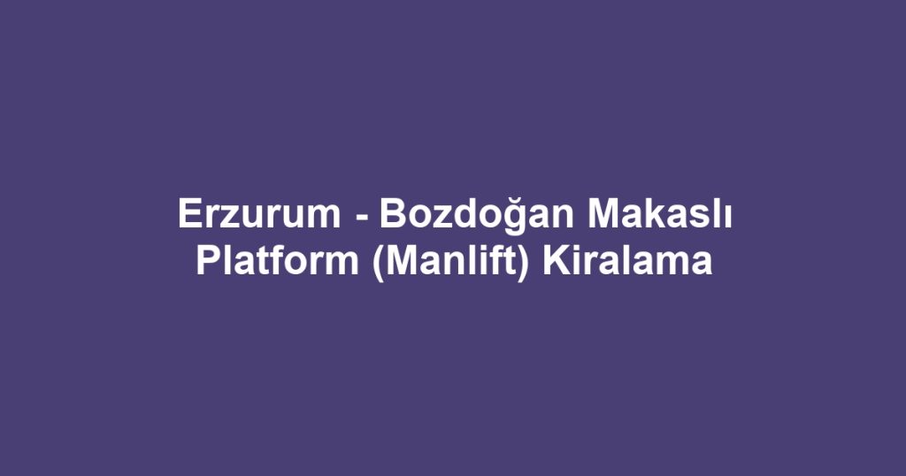 Erzurum - Bozdoğan Makaslı Platform (Manlift) Kiralama