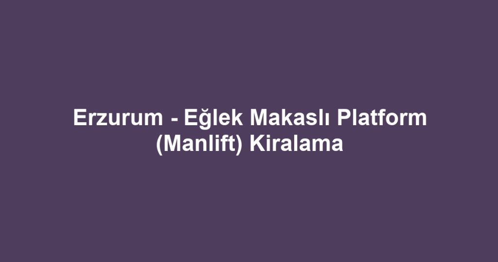 Erzurum - Eğlek Makaslı Platform (Manlift) Kiralama