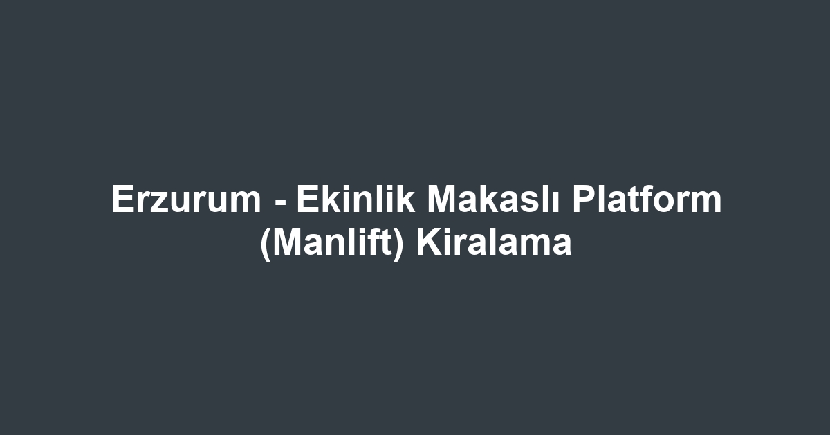 Erzurum - Ekinlik Makaslı Platform (Manlift) Kiralama