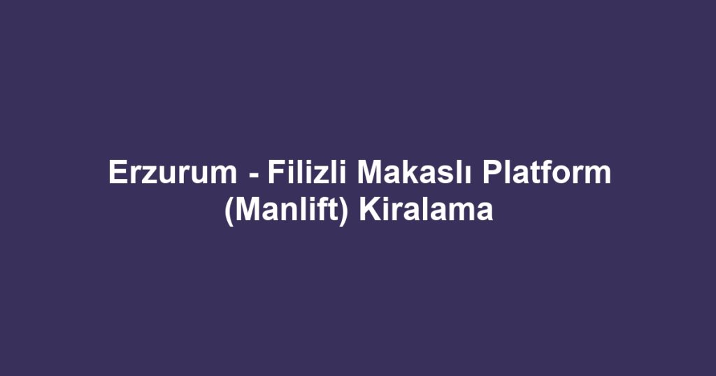 Erzurum - Filizli Makaslı Platform (Manlift) Kiralama