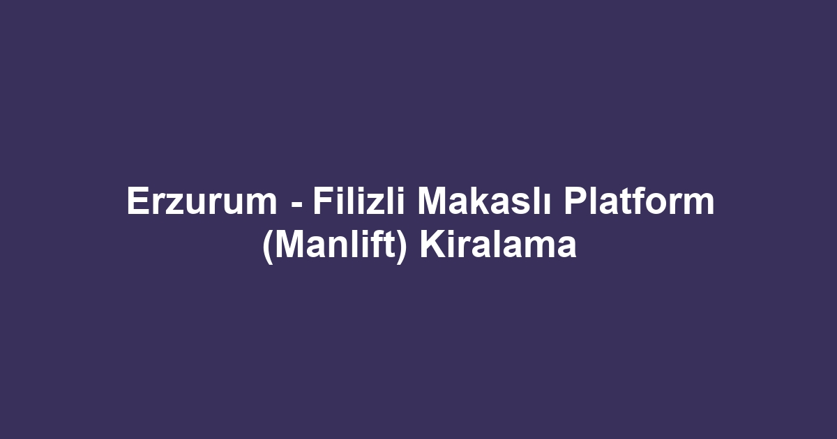 Erzurum - Filizli Makaslı Platform (Manlift) Kiralama