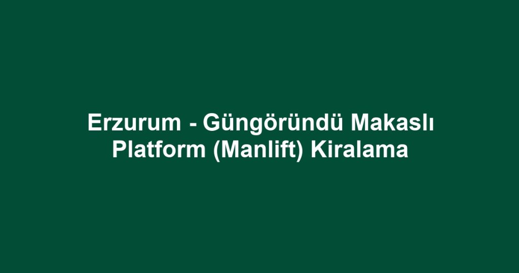 Erzurum - Güngöründü Makaslı Platform (Manlift) Kiralama