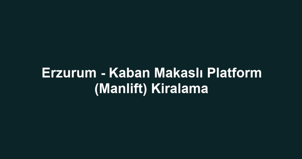 Erzurum - Kaban Makaslı Platform (Manlift) Kiralama