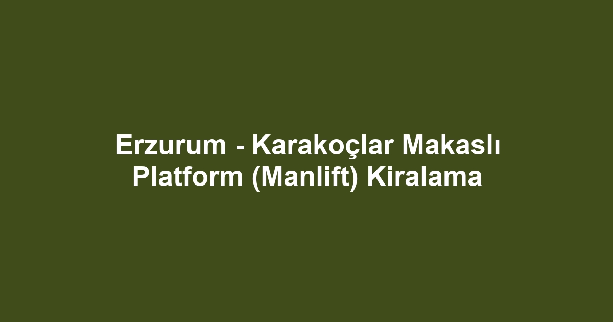 Erzurum - Karakoçlar Makaslı Platform (Manlift) Kiralama
