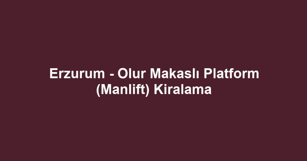 Erzurum - Olur Makaslı Platform (Manlift) Kiralama