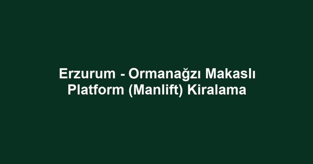 Erzurum - Ormanağzı Makaslı Platform (Manlift) Kiralama