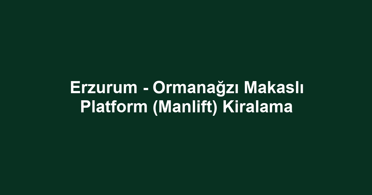 Erzurum - Ormanağzı Makaslı Platform (Manlift) Kiralama