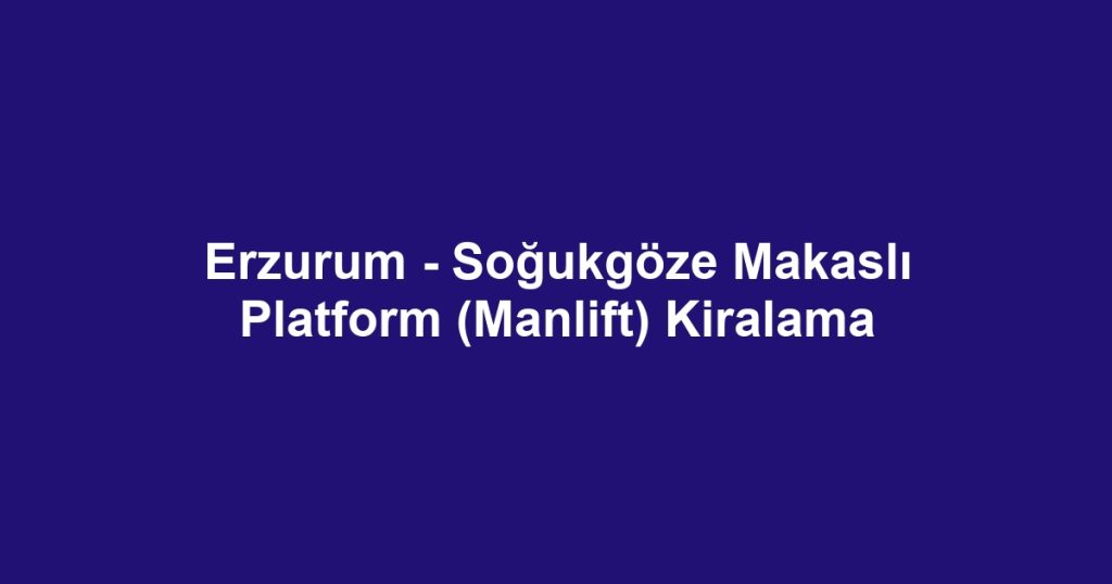 Erzurum - Soğukgöze Makaslı Platform (Manlift) Kiralama