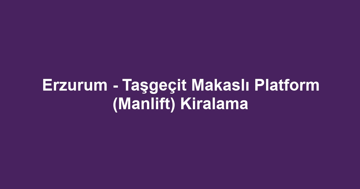 Erzurum - Taşgeçit Makaslı Platform (Manlift) Kiralama