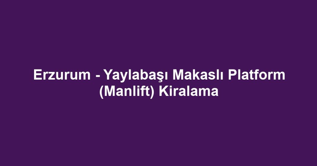 Erzurum - Yaylabaşı Makaslı Platform (Manlift) Kiralama