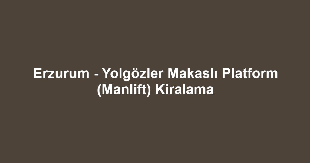 Erzurum - Yolgözler Makaslı Platform (Manlift) Kiralama